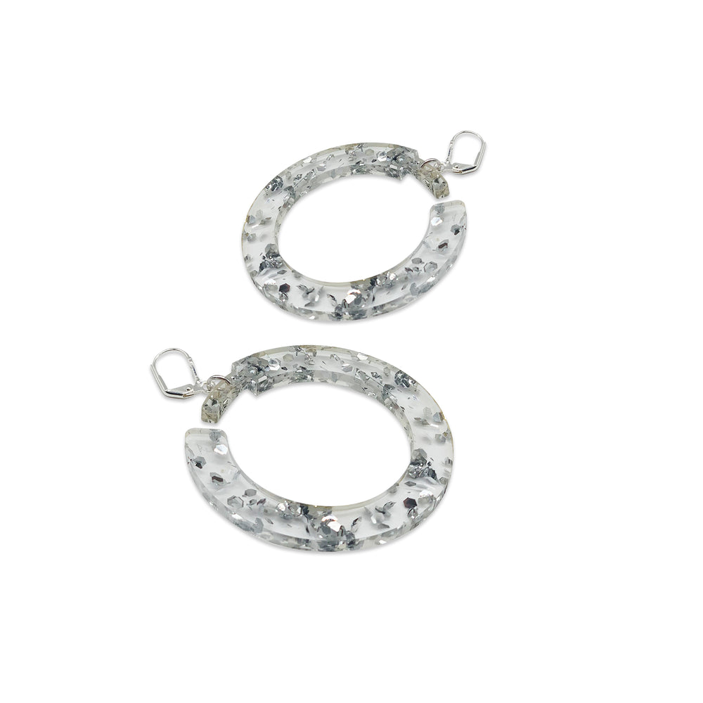 Boogie Hoop Earrings - Silver Fleck