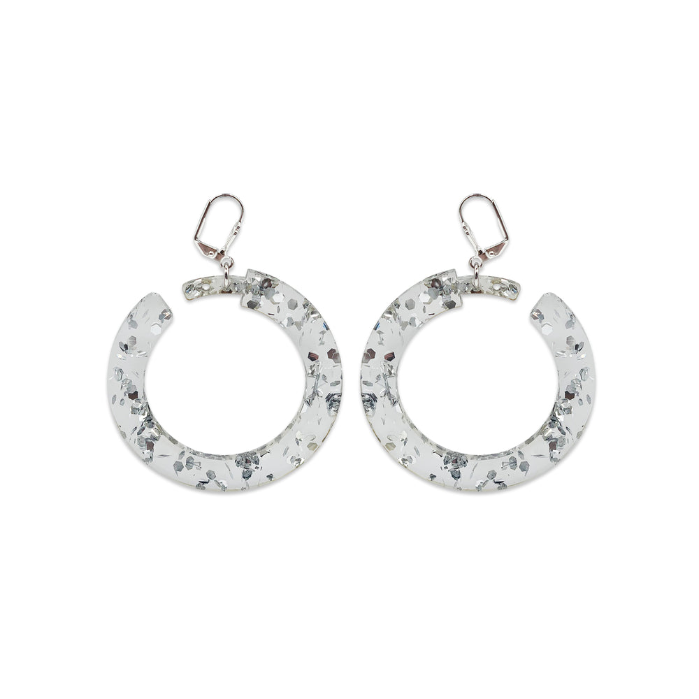 Boogie Hoop Earrings - Silver Fleck