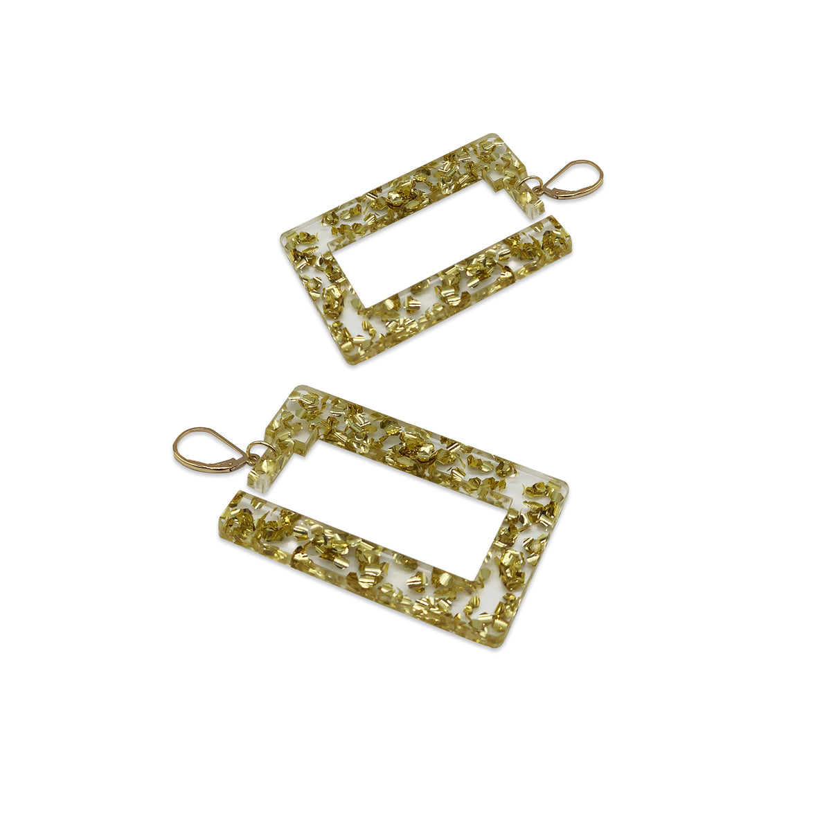 Boogie Square Earrings - Gold Fleck