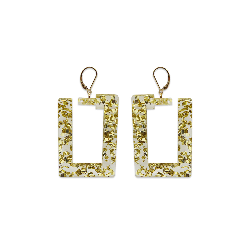 Boogie Square Earrings - Gold Fleck