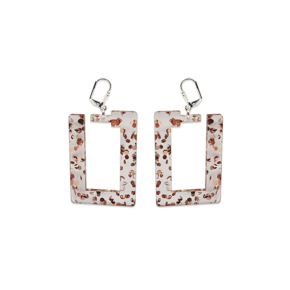 Boogie Square Earrings - Rose Gold Fleck