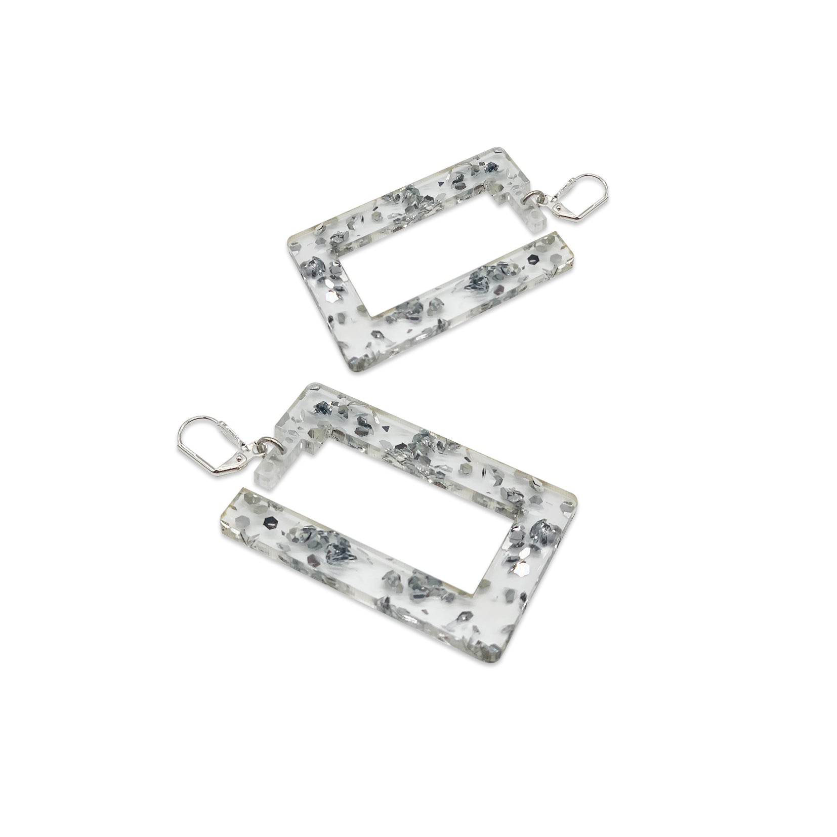 Boogie Squares Earrings - Silver Fleck