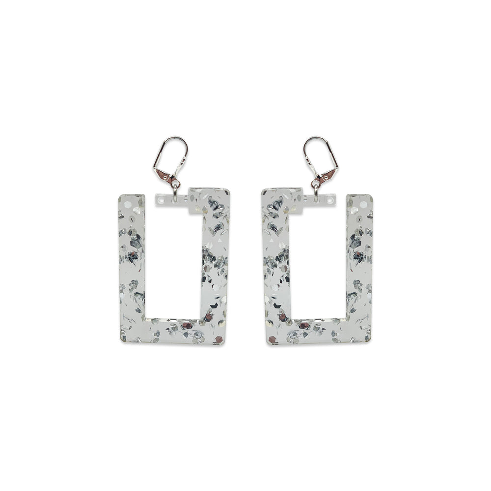Boogie Squares Earrings - Silver Fleck