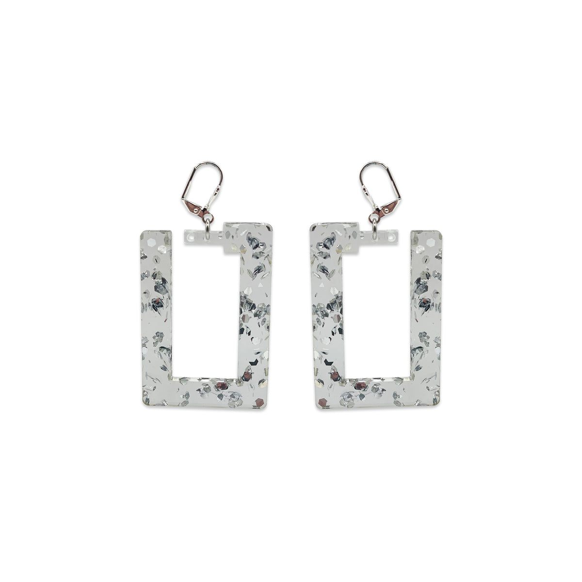 Boogie Squares Earrings - Silver Fleck