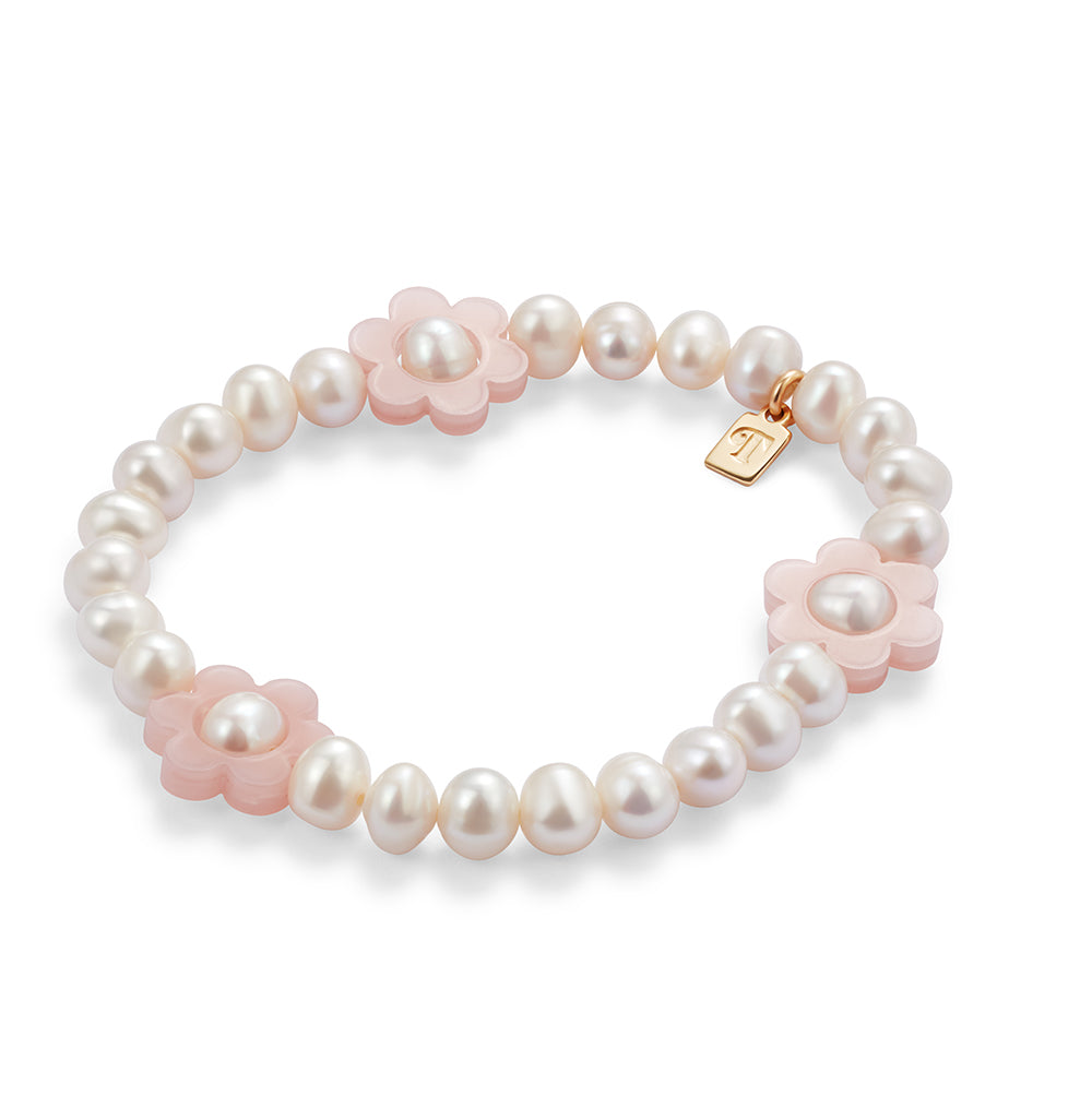 Flower Pearl Bracelet - Pink