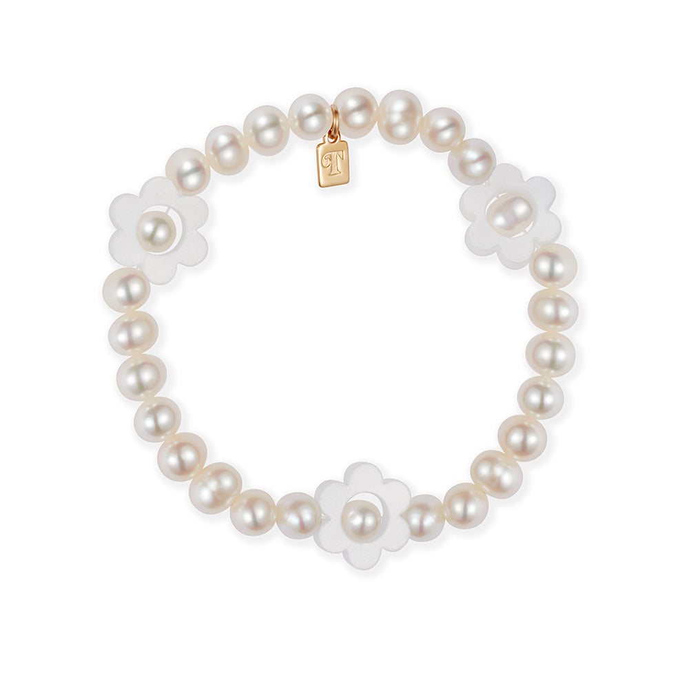 Flower Pearl Bracelet - White