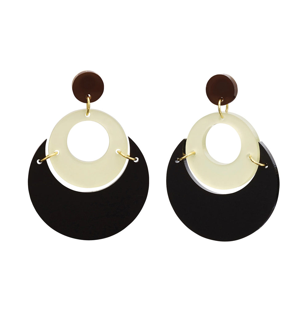 By Moonlight Earrings - Black & Stone