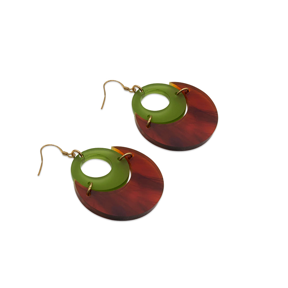By Moonlight Earrings - Tortoiseshell & Lime Zest