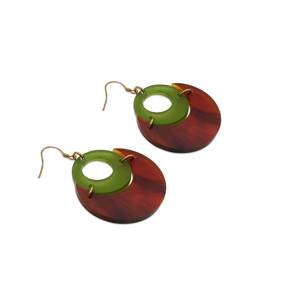 By Moonlight Earrings - Tortoiseshell & Lime Zest