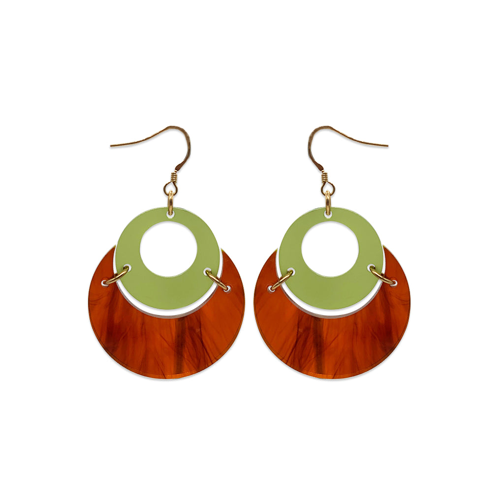 By Moonlight Earrings - Tortoiseshell & Lime Zest