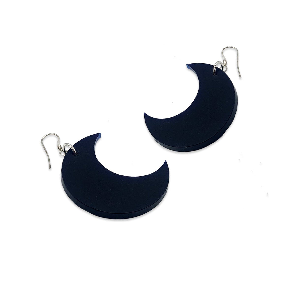 Crescent Moon Earrings - Navy