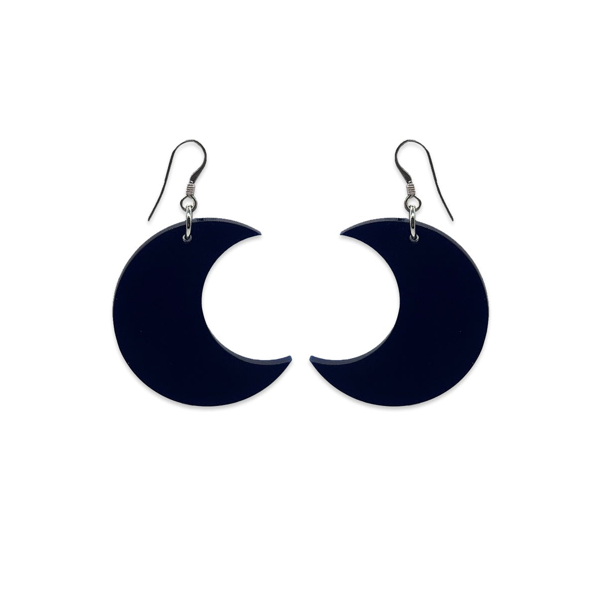 Crescent Moon Earrings - Navy