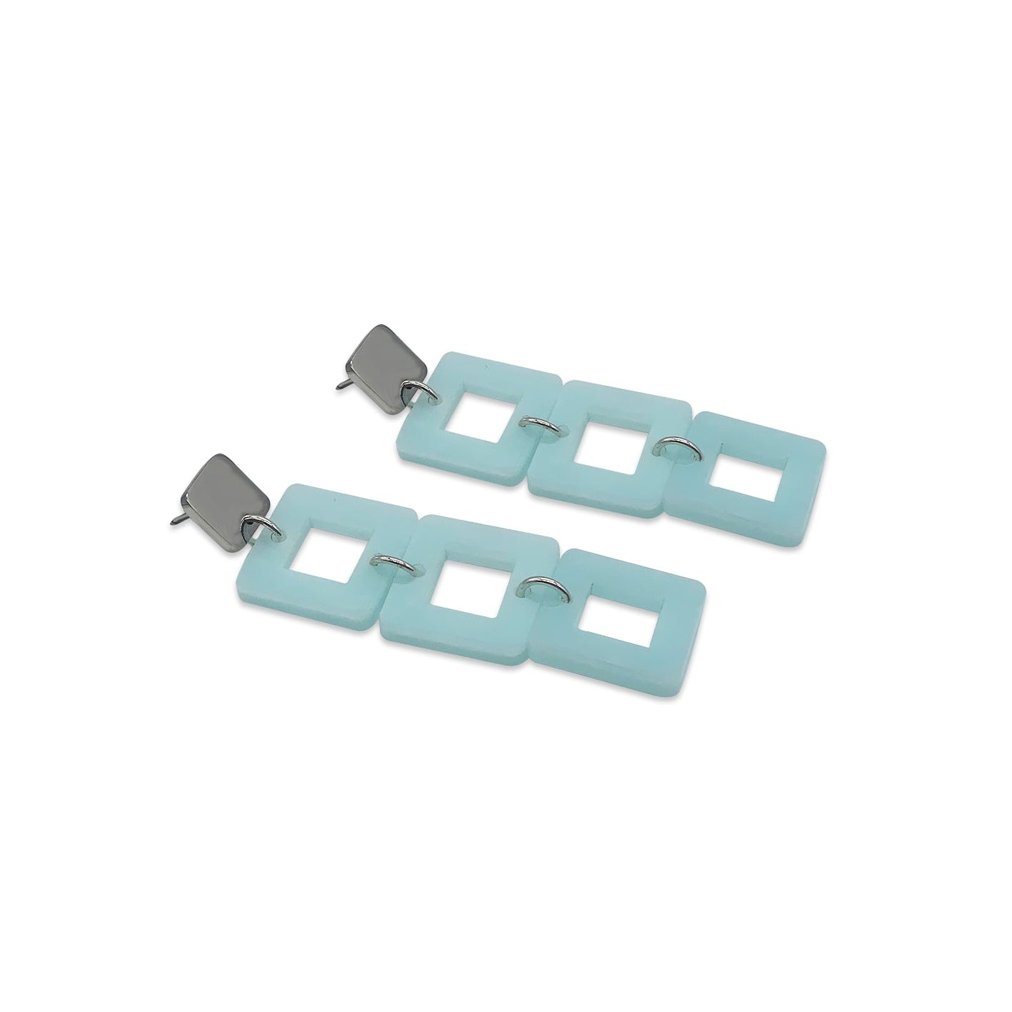 Cube Drop Earrings - Island Blue