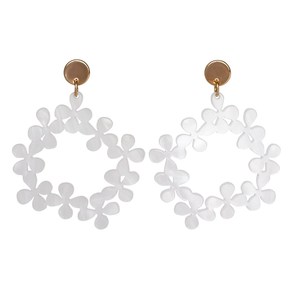 Daisy Chain Earrings - White Pearl
