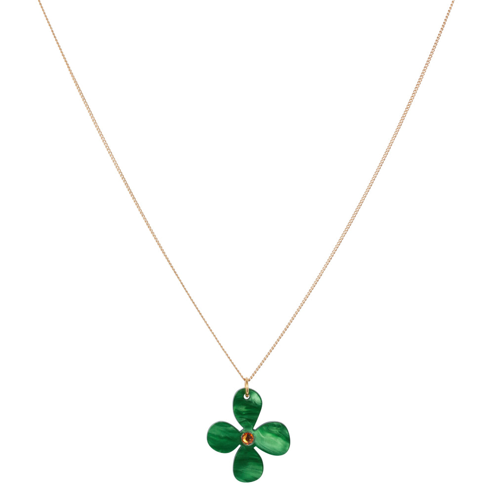 Daisy Pendant Necklace - Grass Green