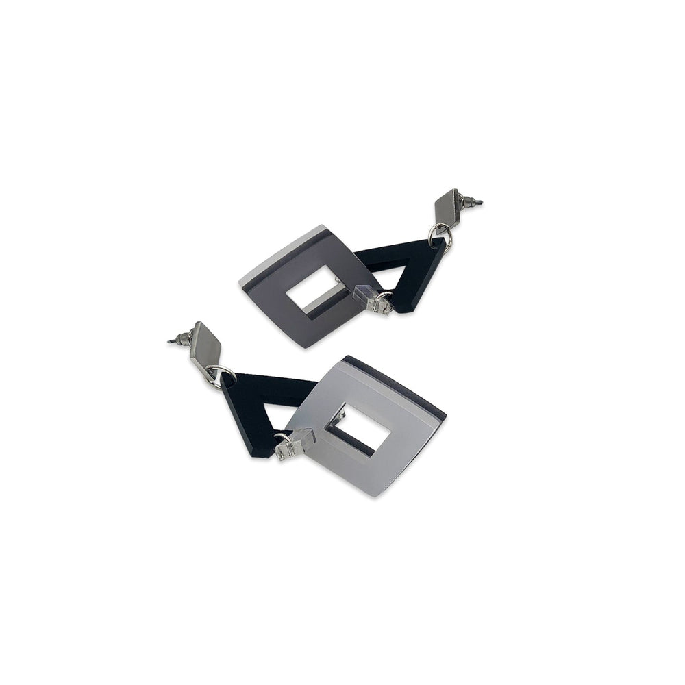 Diamond Chandelier Earrings - Black Gloss, Iridescent, White Frost & Grey Frost