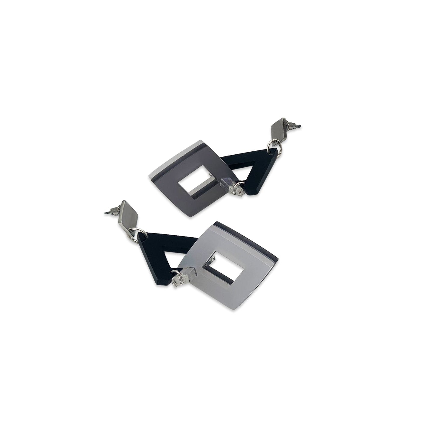 Diamond Chandelier Earrings - Black Gloss, Iridescent, White Frost & Grey Frost