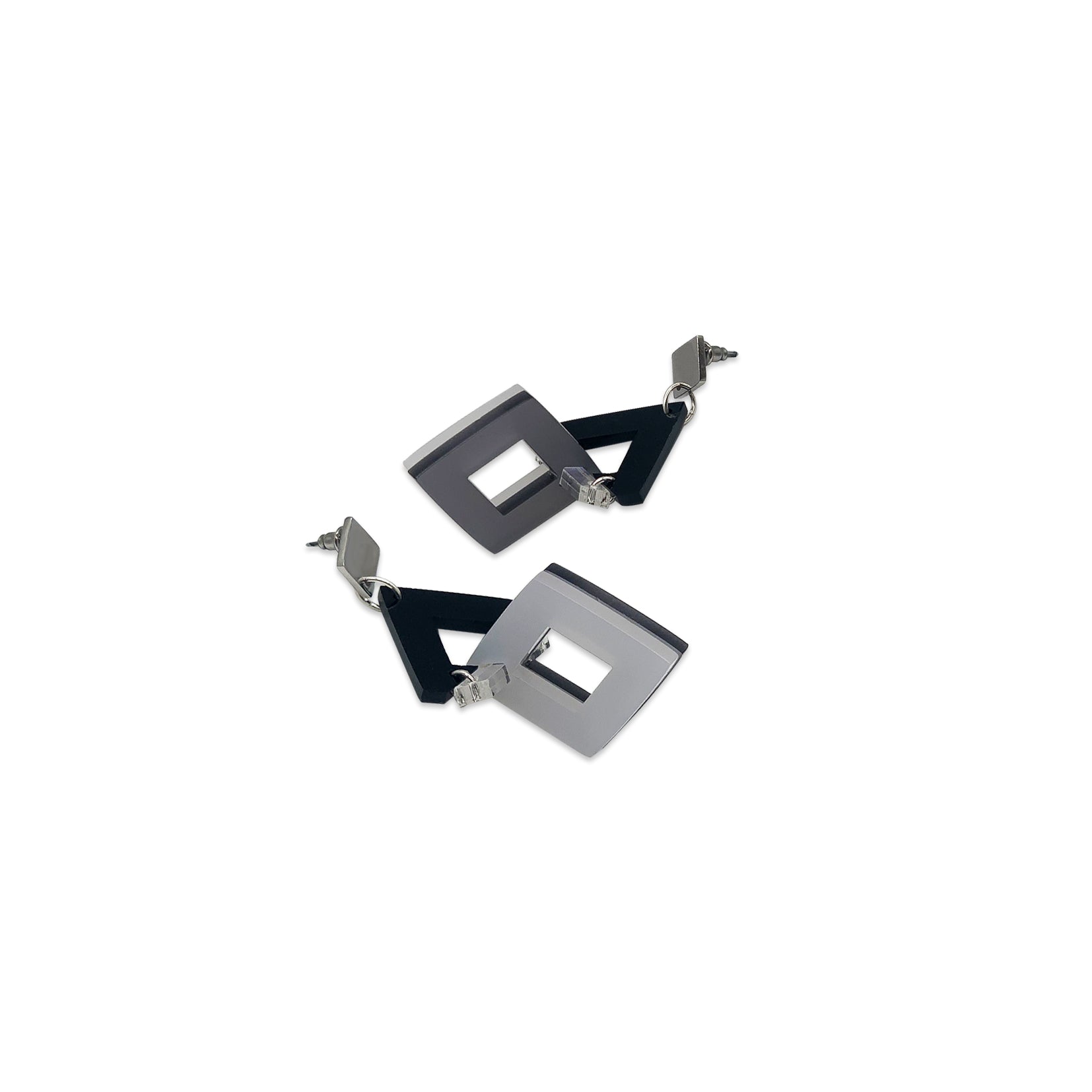 Diamond Chandelier Earrings - Black Gloss, Iridescent, White Frost & Grey Frost