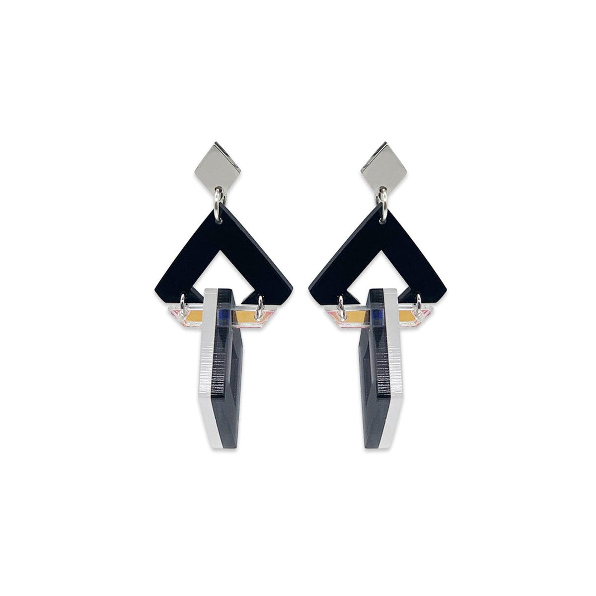 Diamond Chandelier Earrings - Black Gloss, Iridescent, White Frost & Grey Frost