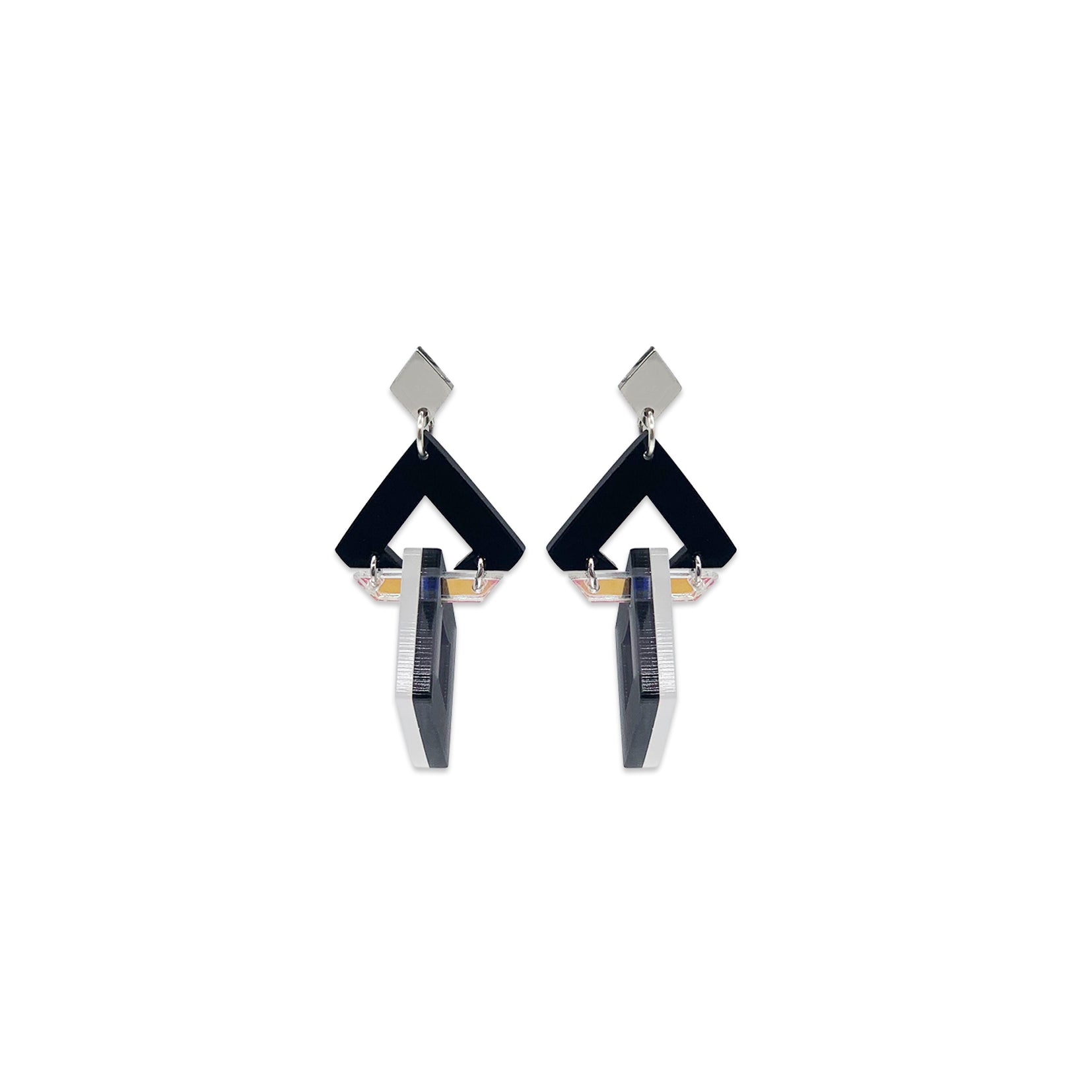Diamond Chandelier Earrings - Black Gloss, Iridescent, White Frost & Grey Frost