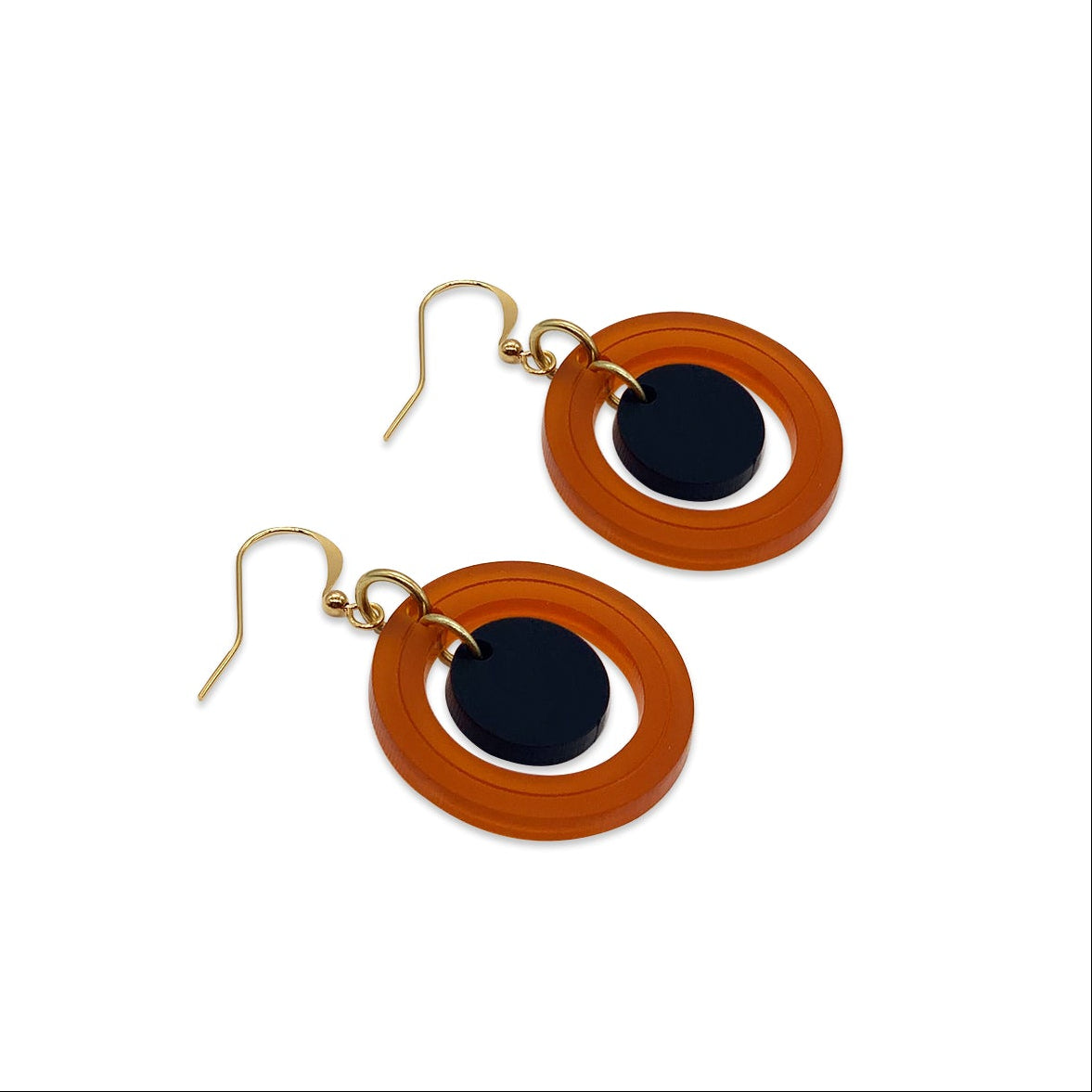 Dotty Dot Earrings - Burnt Orange & Navy