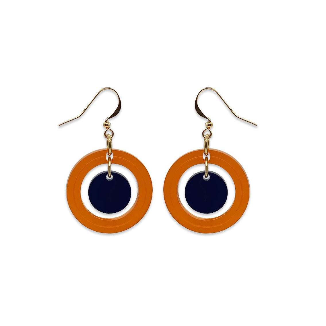 Dotty Dot Earrings - Burnt Orange & Navy