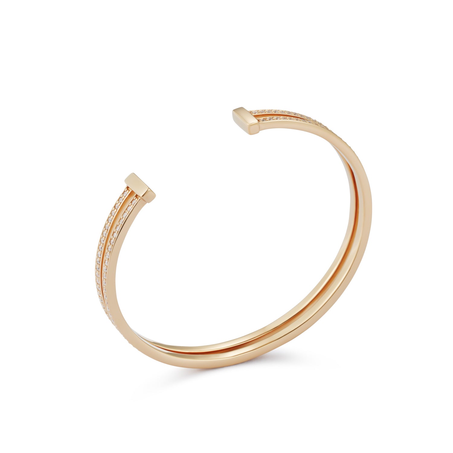 Double Hoop Cuff Bracelet - Gold Vermeil & Cubic Zirconia