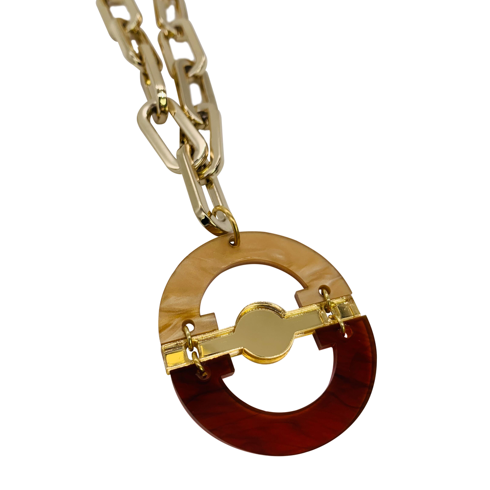 Chunky Orb Pendant - Caramel Swirl & Tortoiseshell