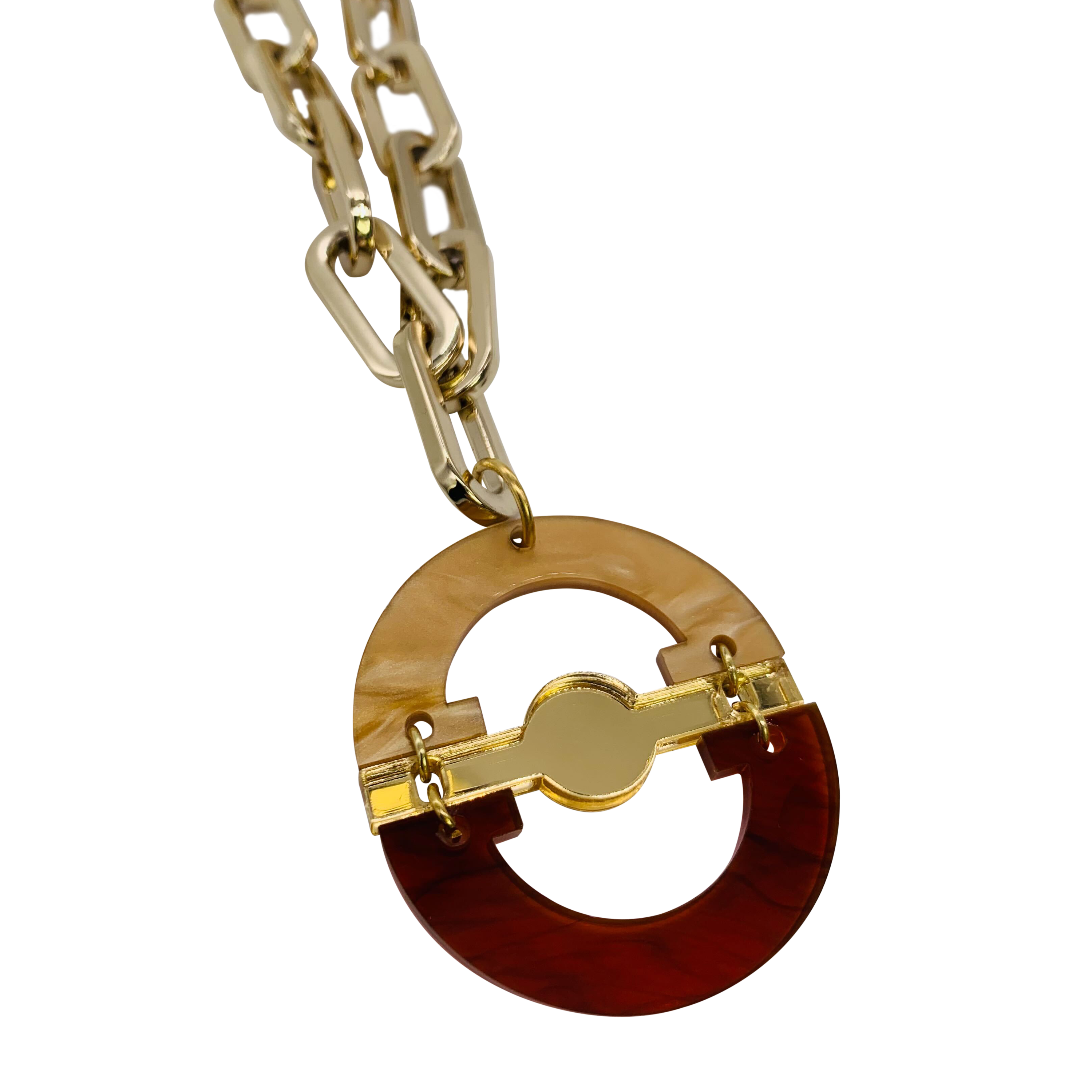 Chunky Orb Pendant - Caramel Swirl & Tortoiseshell