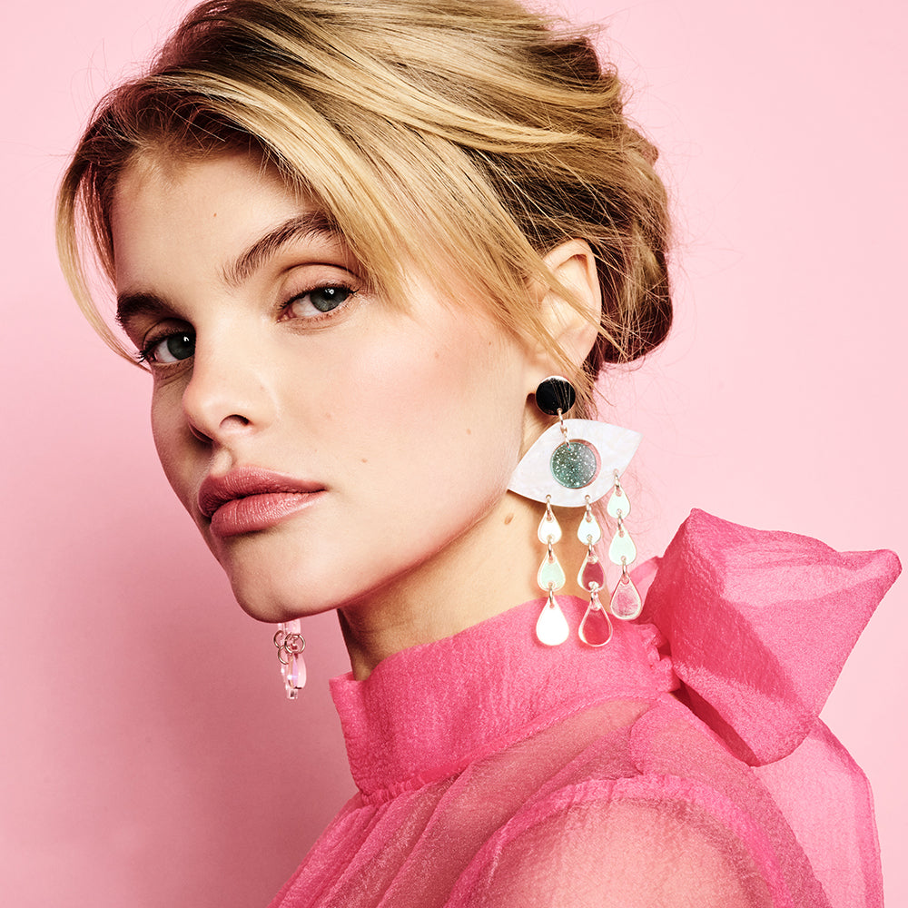 Eye Chandelier Earrings - Blue