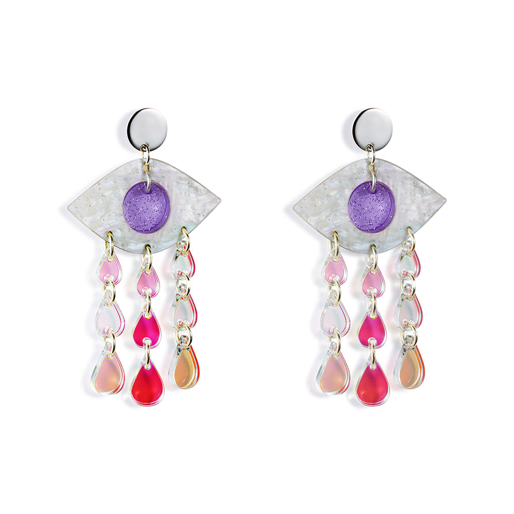 Eye Chandelier Earrings - Lilac