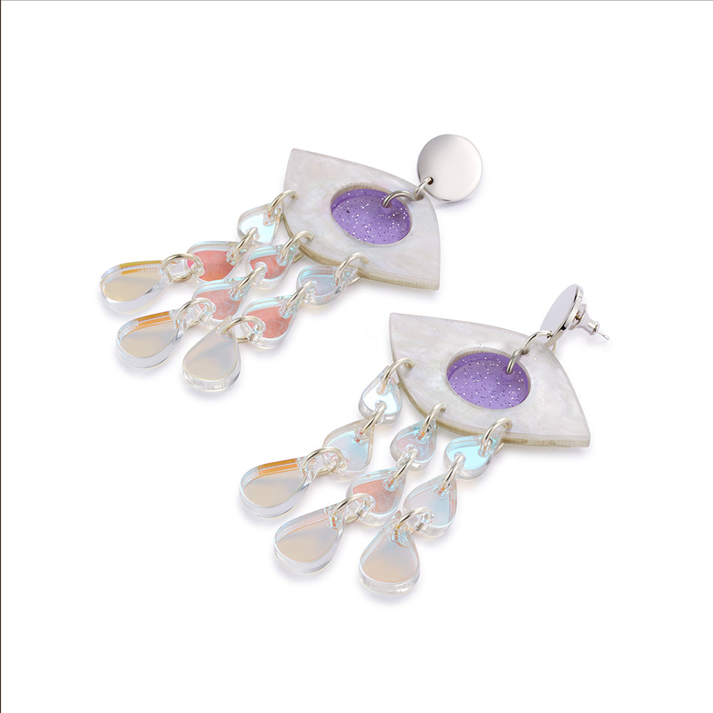 Eye Chandelier Earrings - Lilac