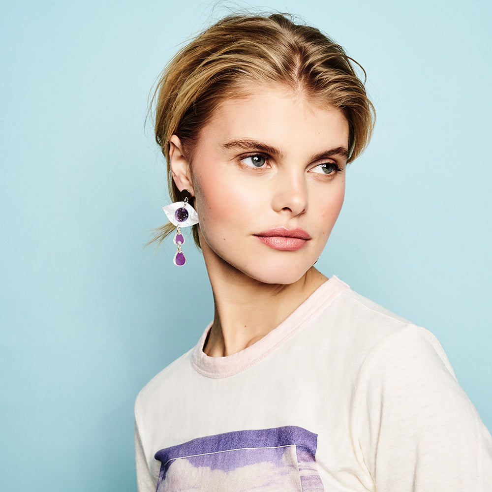 Eye Drop Earrings - Blue