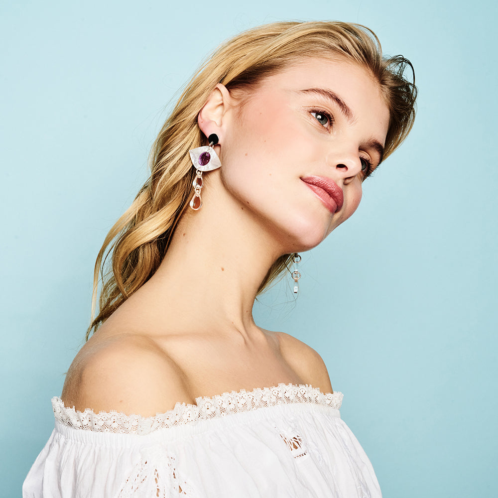 Eye Drop Earrings - Lilac