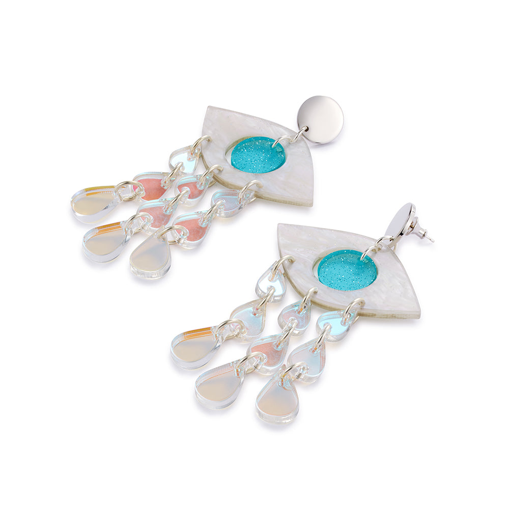 Eye Chandelier Earrings - Blue