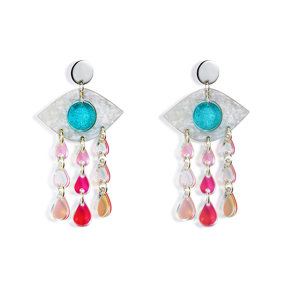 Eye Chandelier Earrings - Blue