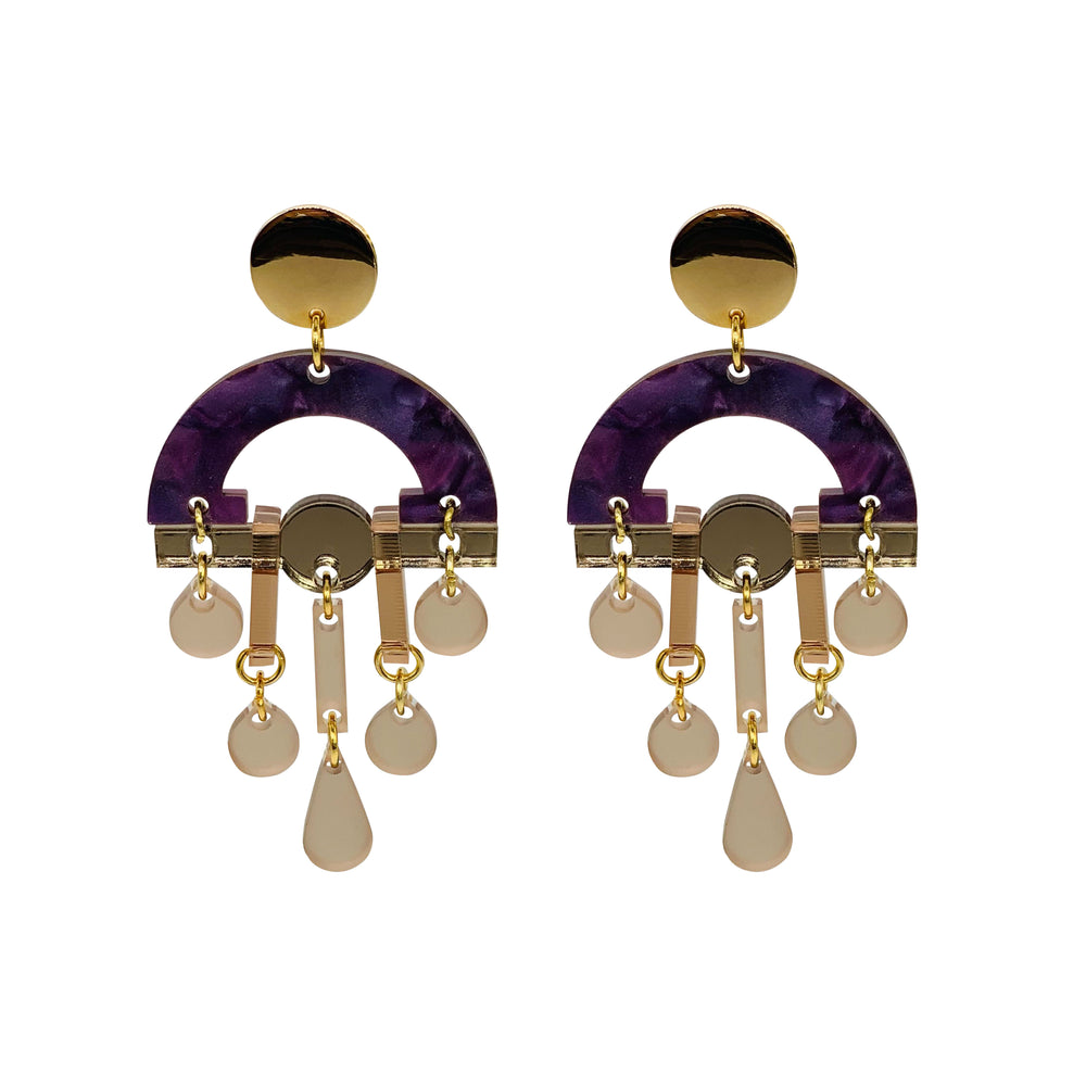Fan Chandeliers - Amethyst Pearl & Champagne