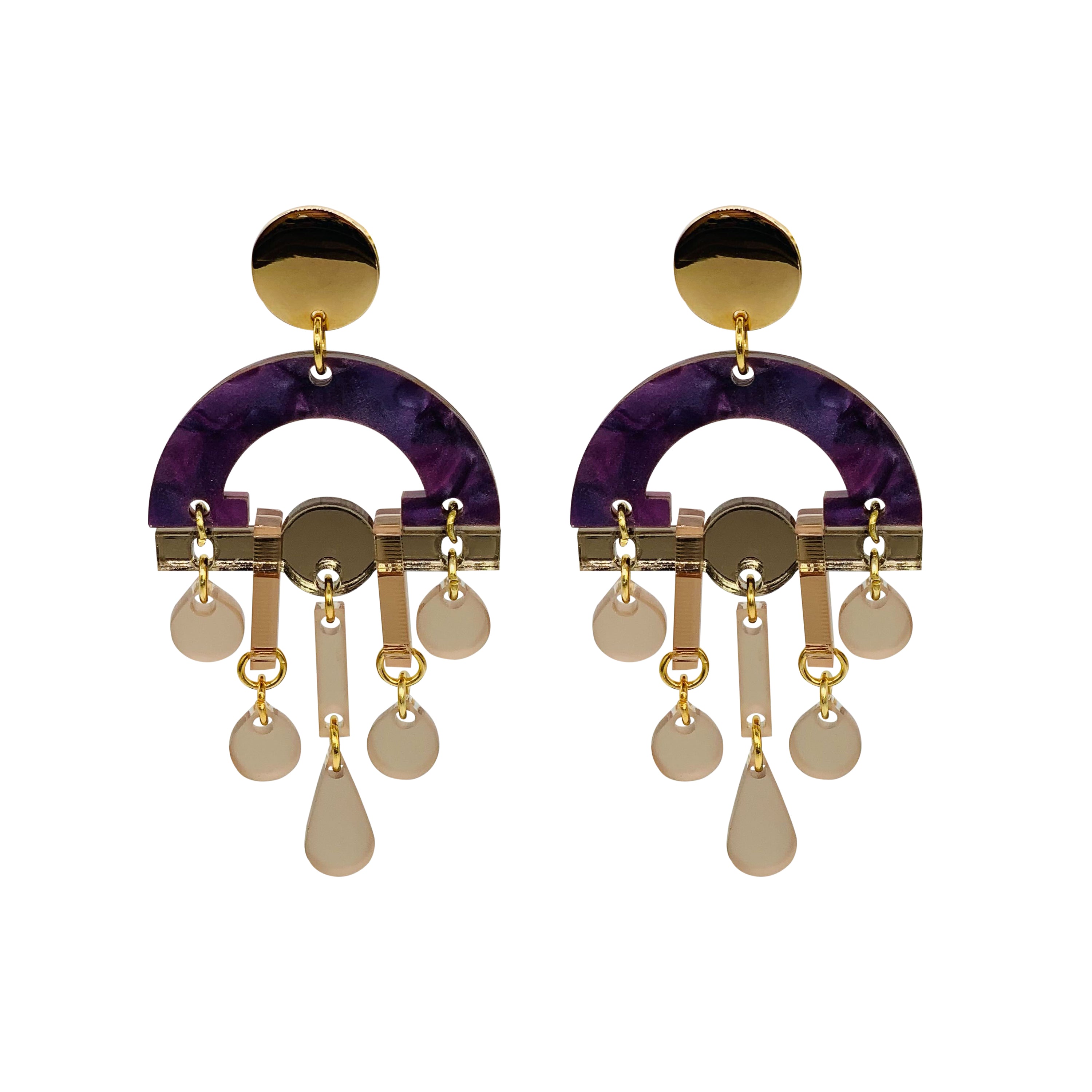 Fan Chandeliers - Amethyst Pearl & Champagne