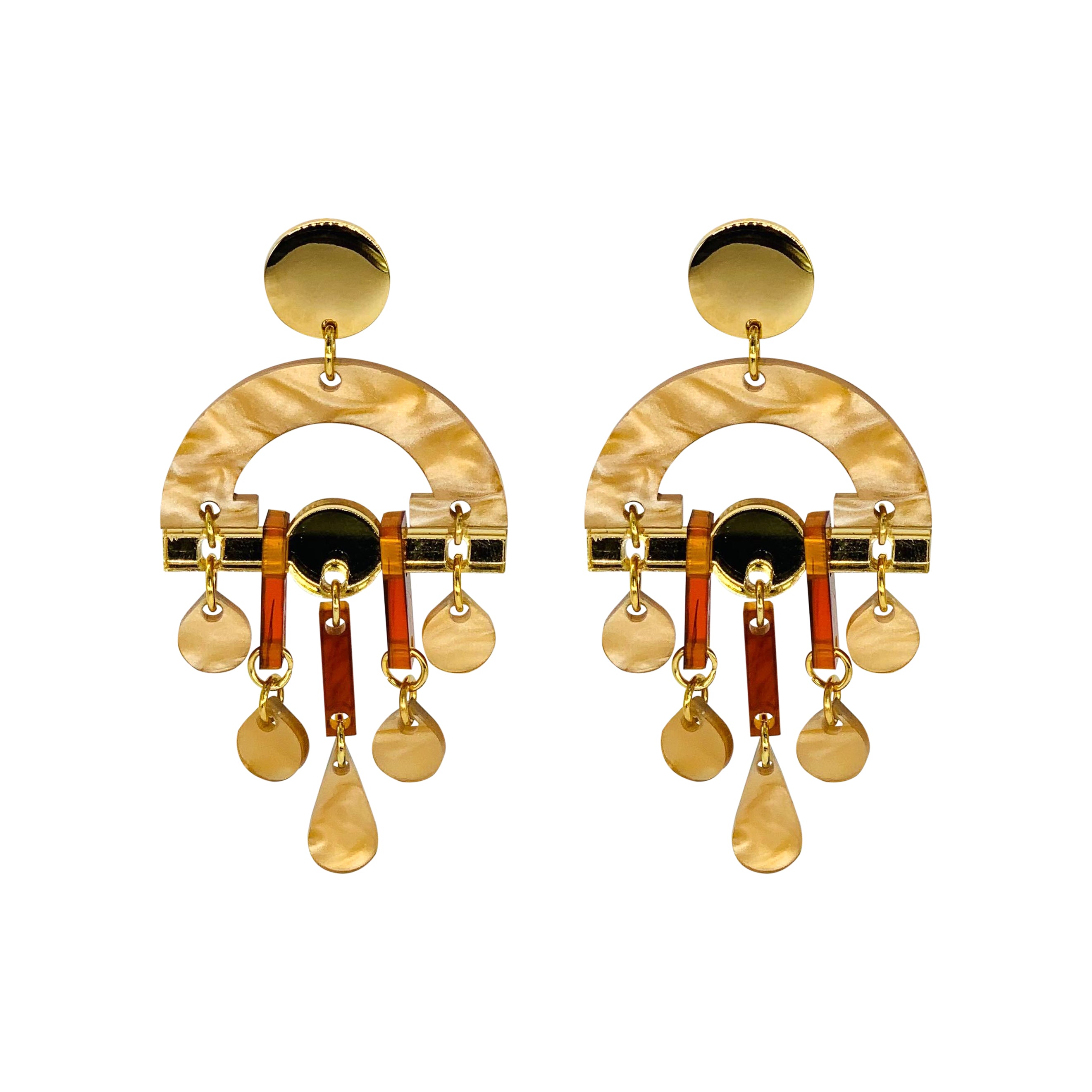 Fan Chandeliers - Caramel Swirl & Tortoiseshell Gold