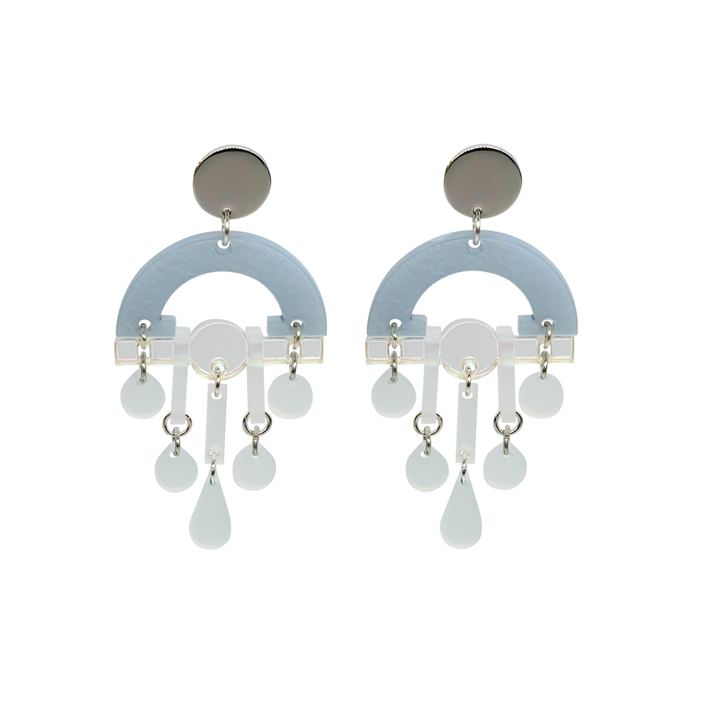 Fan Chandeliers - Powder Blue & White Frost