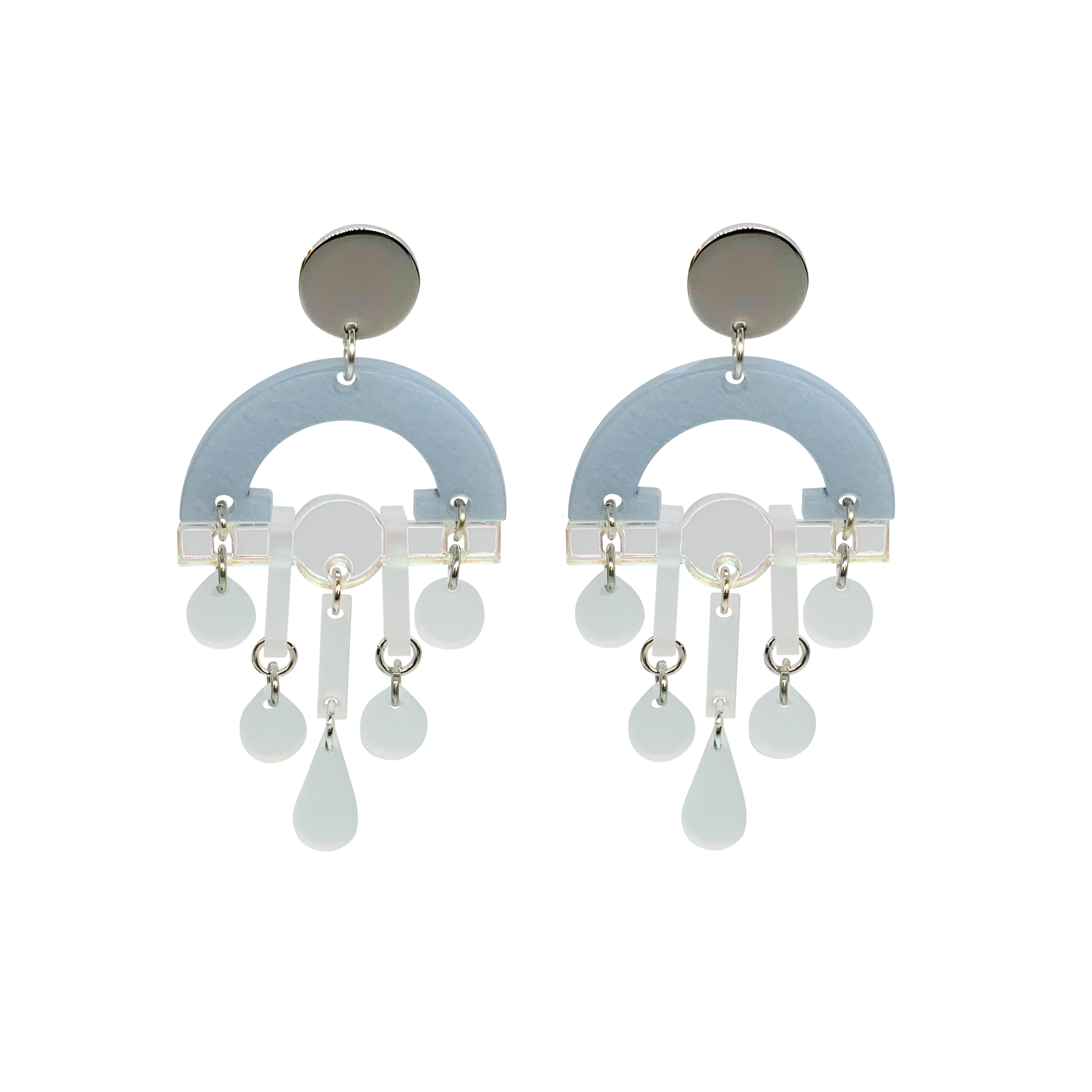 Fan Chandeliers - Powder Blue & White Frost