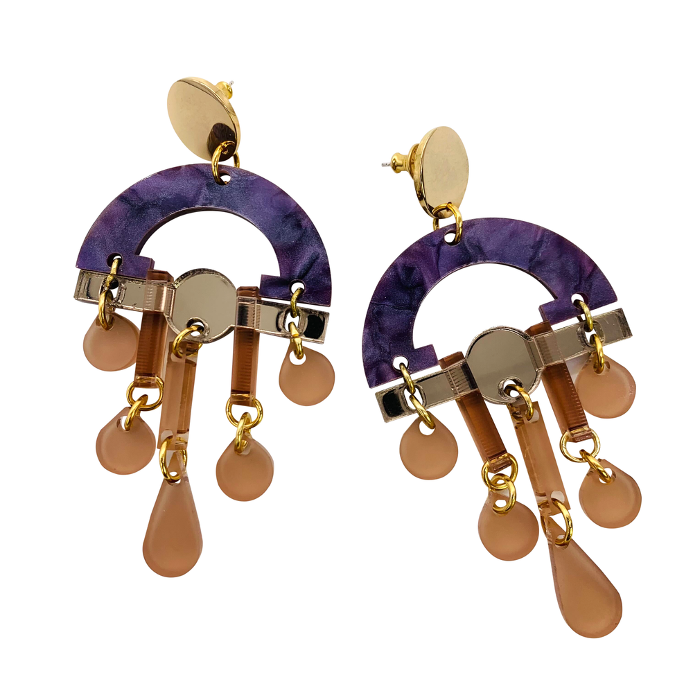 Fan Chandeliers - Amethyst Pearl & Champagne