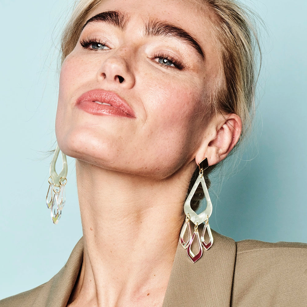 Feather Drop Earrings - Regent Green & Iridescent