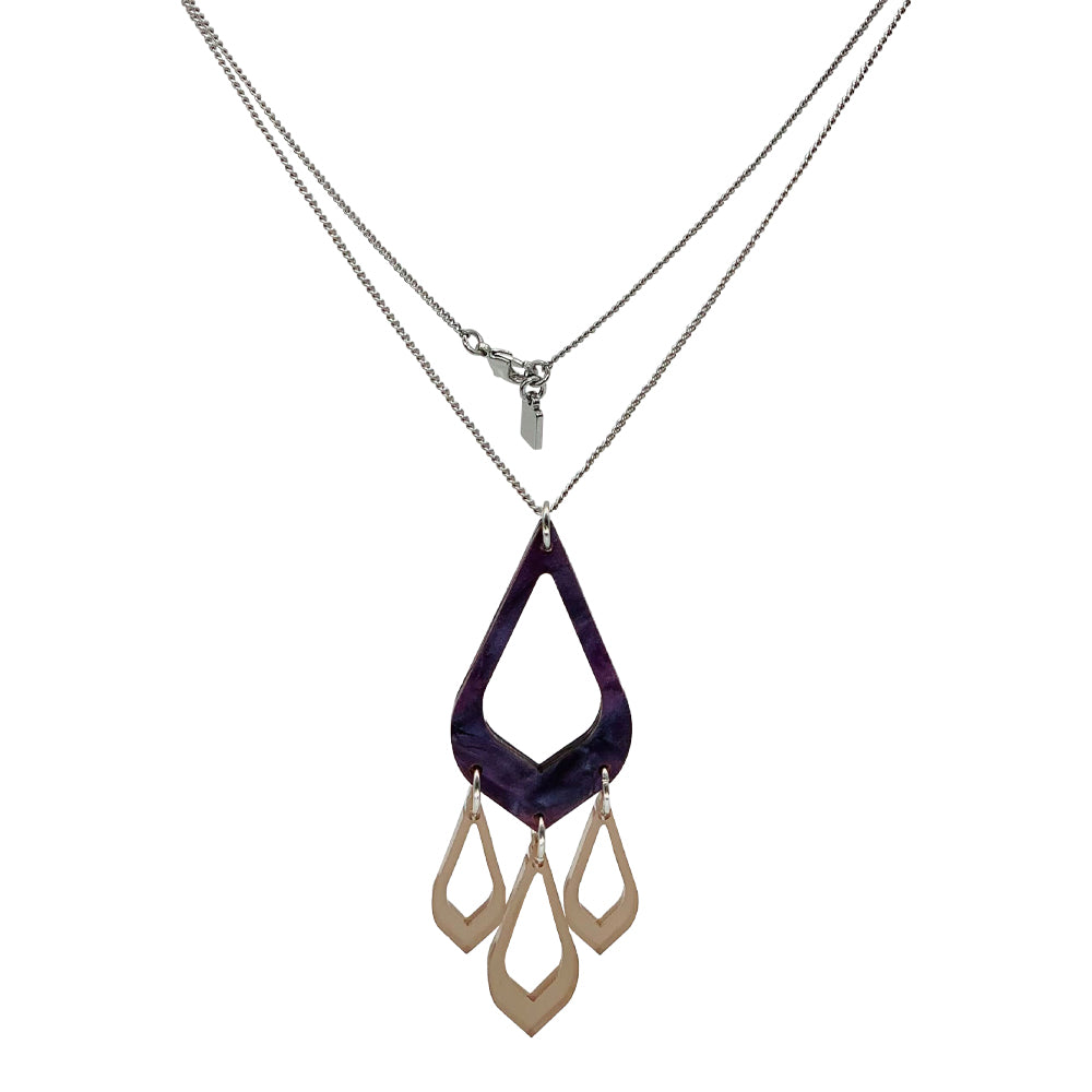 Feather Drop Pendant - Amethyst Pearl & Champagne