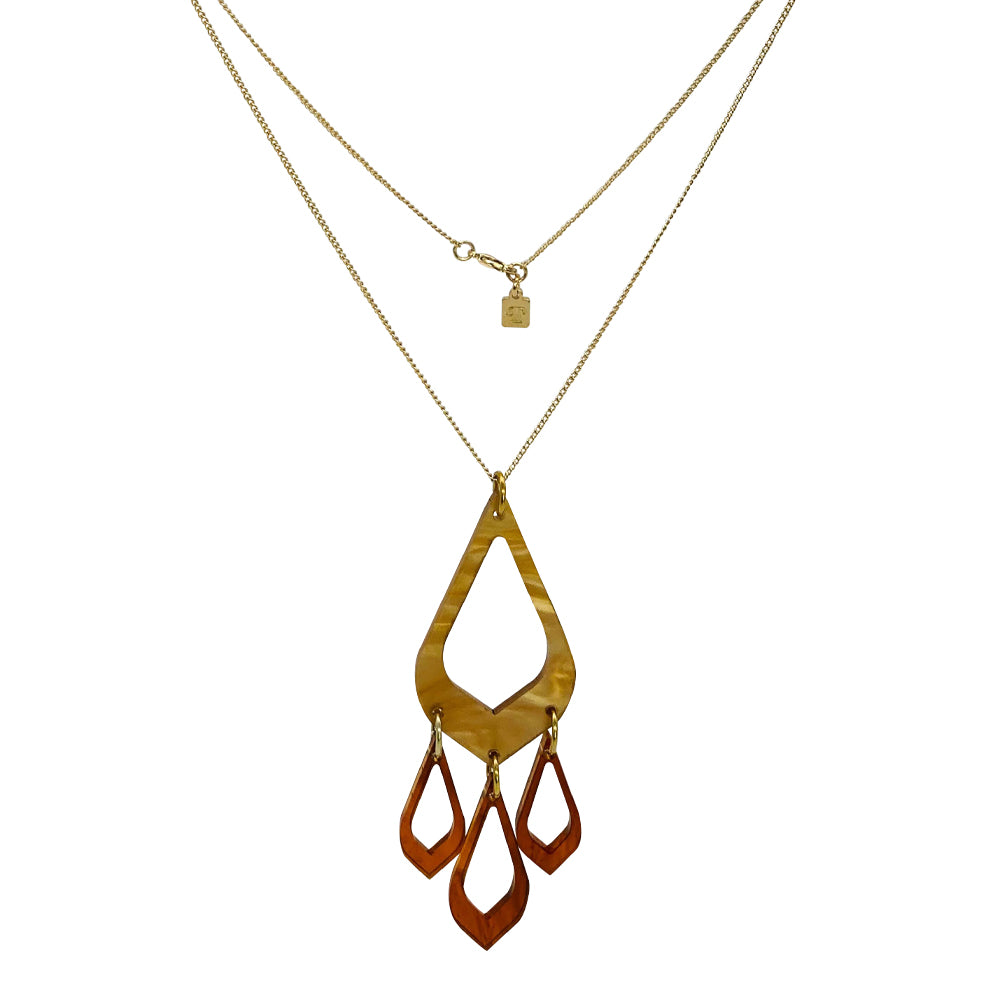 Feather Drop Pendant - Caramel Swirl & Tortoiseshell