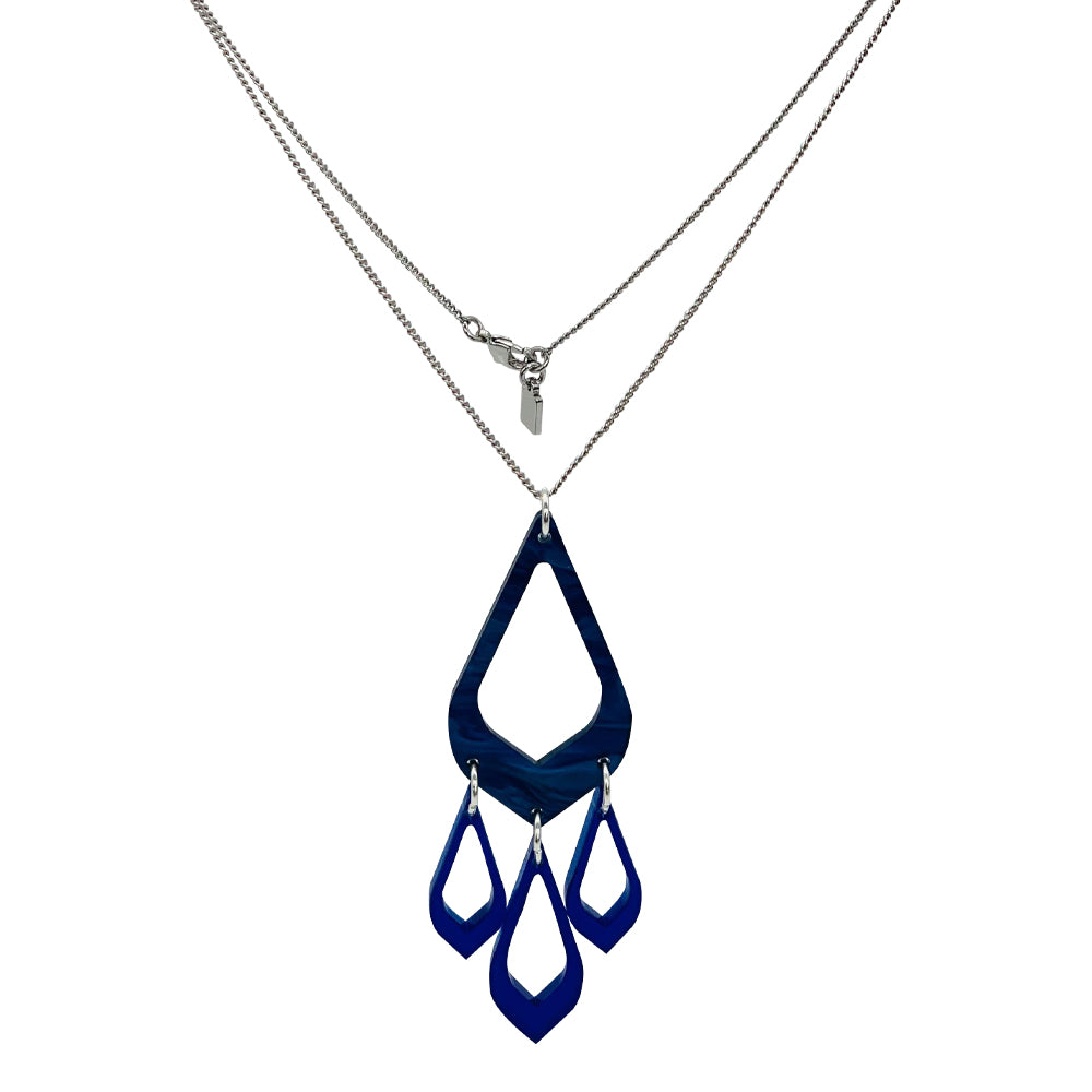 Feather Drop Pendant - Midnight Blue Swirl & Sapphire