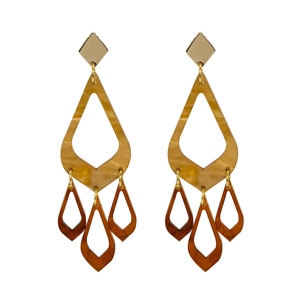 Feather Drop Earrings - Caramel Swirl & Tortoiseshell