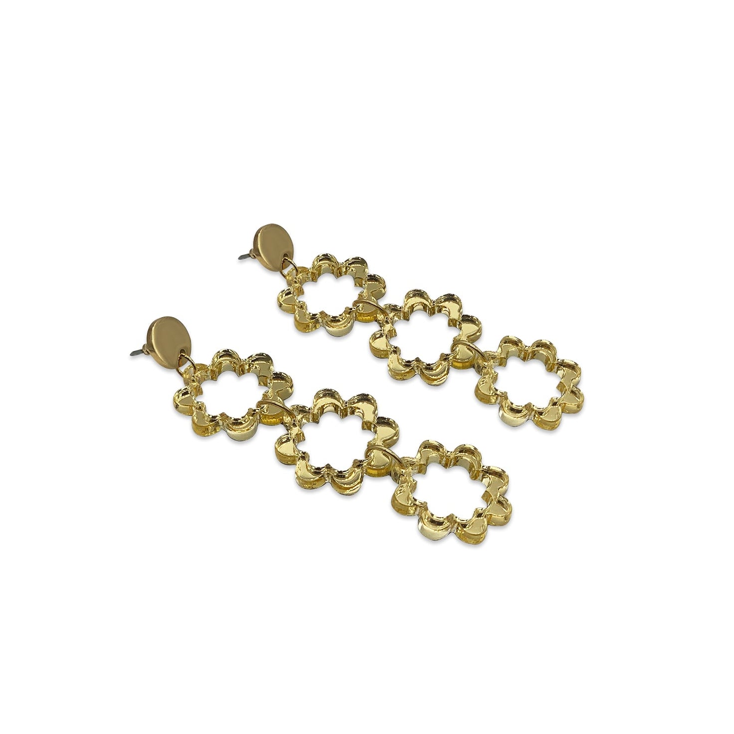 Flower Power Drop Earrings - Gold Mirror