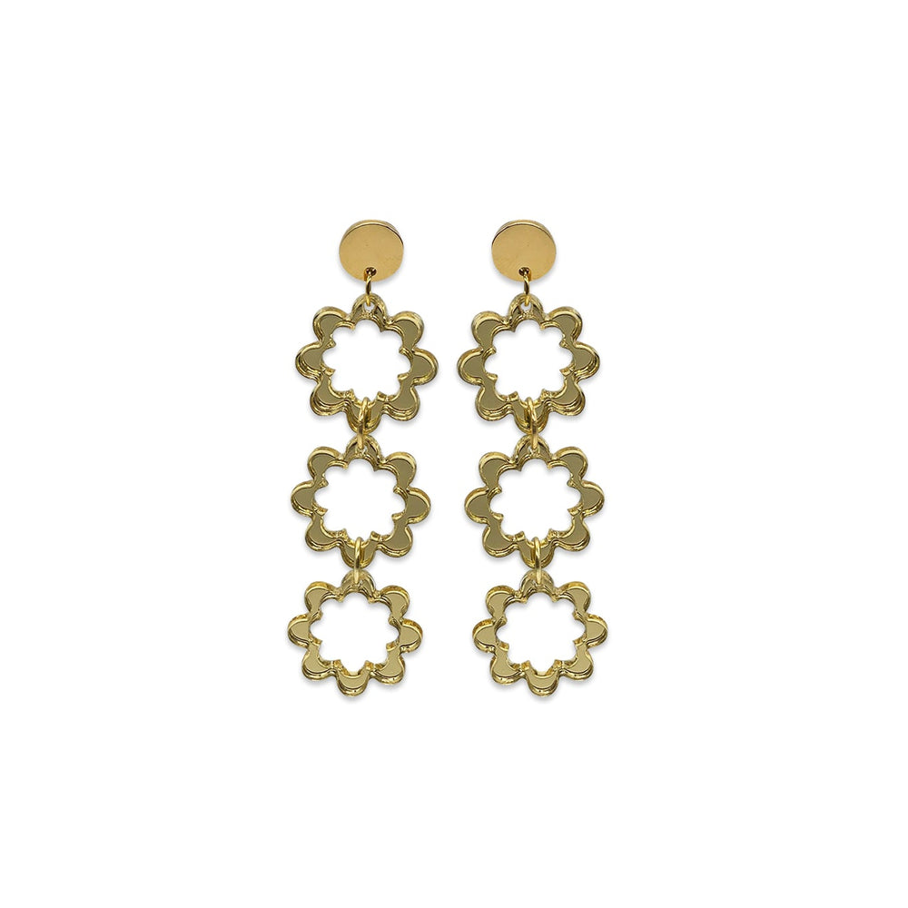 Flower Power Drop Earrings - Gold Mirror