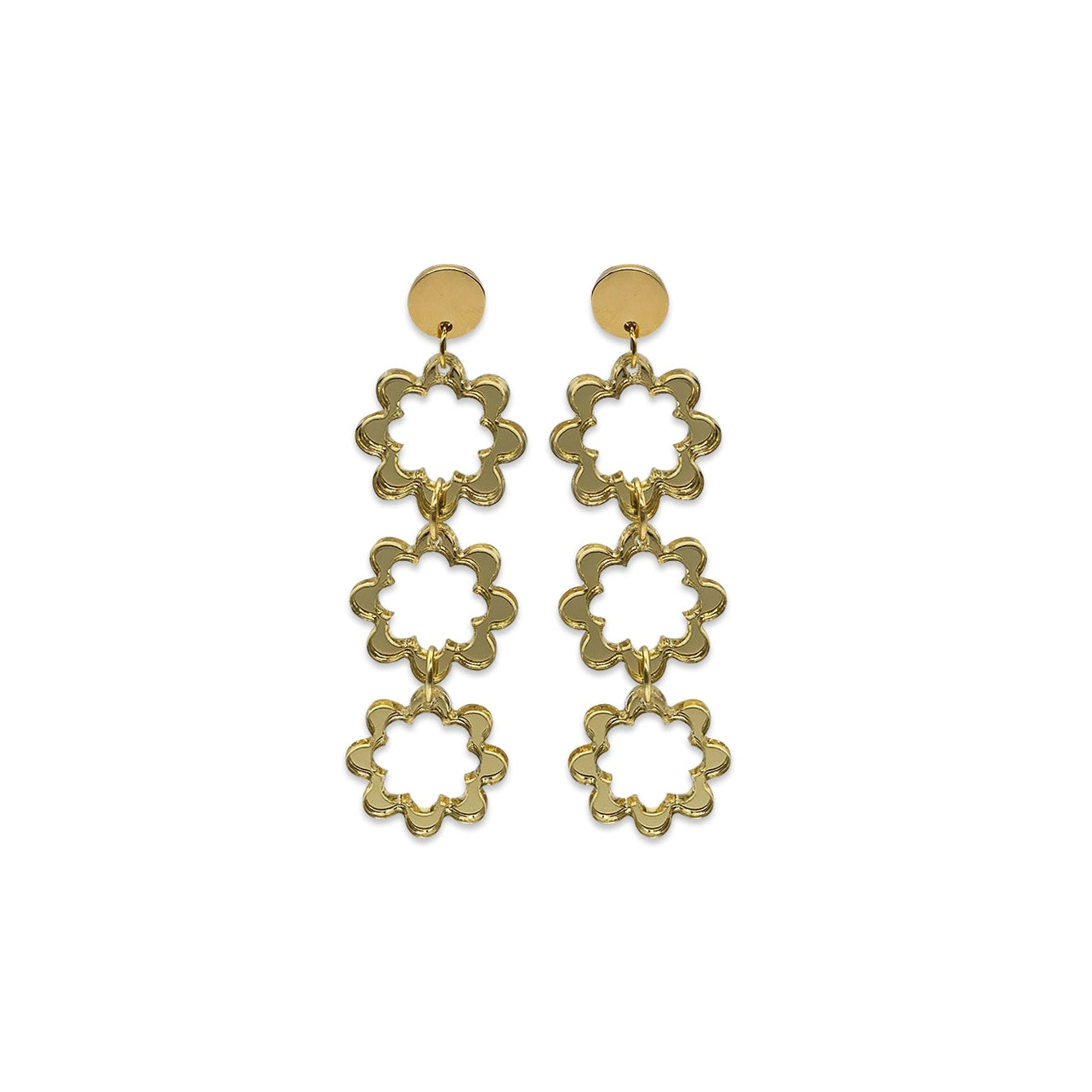 Flower Power Drop Earrings - Gold Mirror
